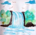 waterfall in watercolor